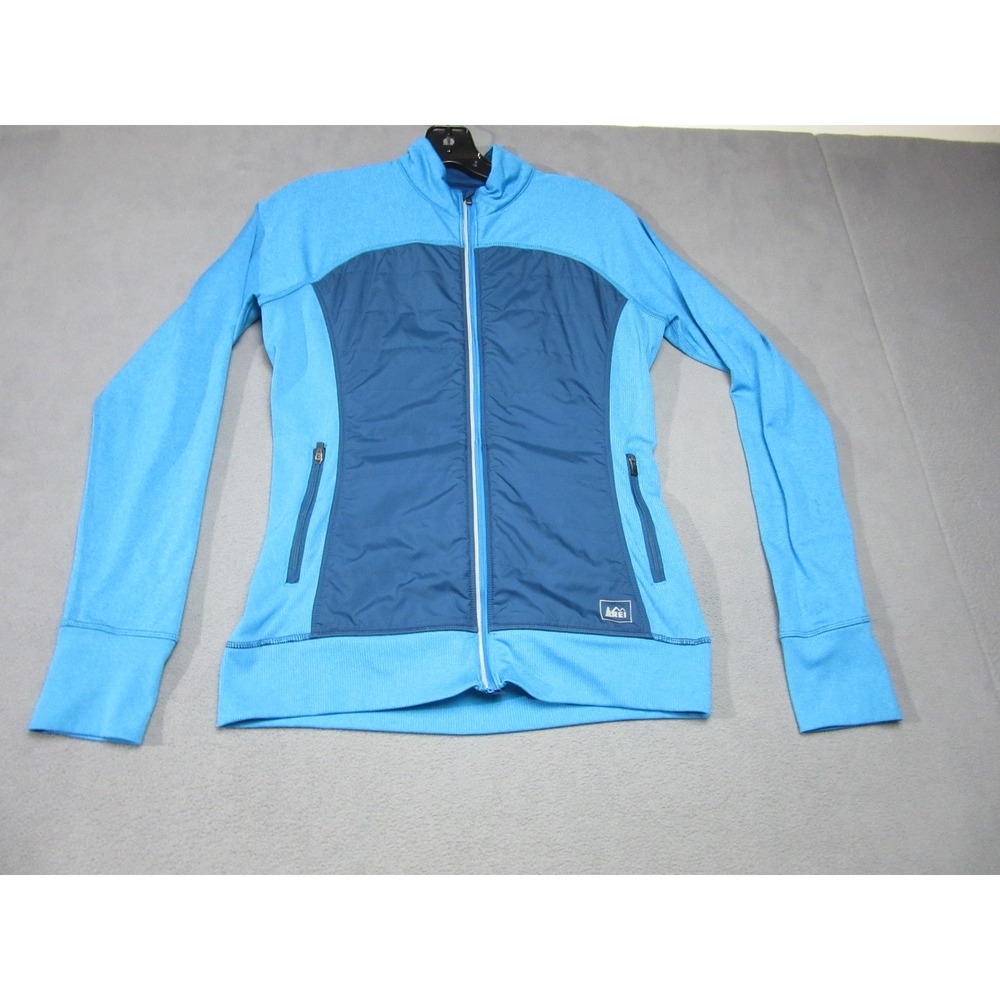 REI Full Zip Hybrid Jacket Womens XS Blue Quilted Thumbhole Active Outdoor